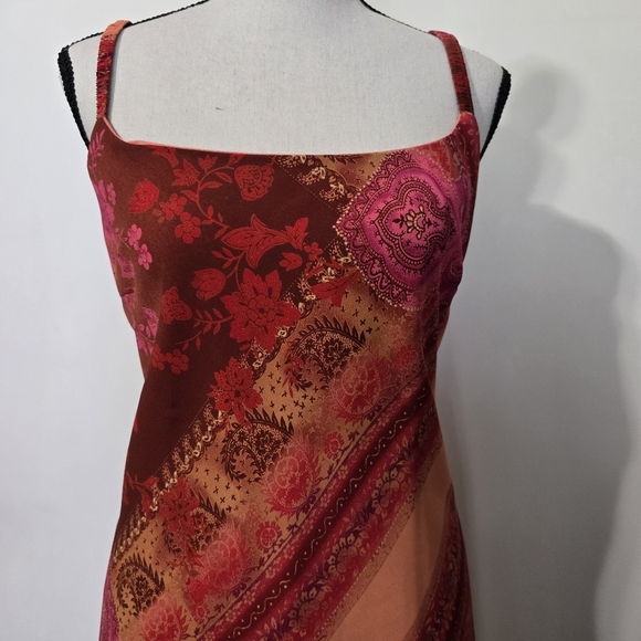 Vintage Red and Pink Floral Paisley 90s Y2k Patchwork Dress - Picture 7 of 8